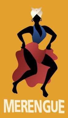 Silhouette of woman dancing Latin music. Merengue.  clipart