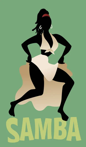 Silueta de mujer bailando música latina. Samba. . — Vector de stock