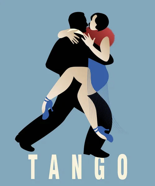 Para tańczy tango argentyńskie. Ilustracja wektorowa — Wektor stockowy