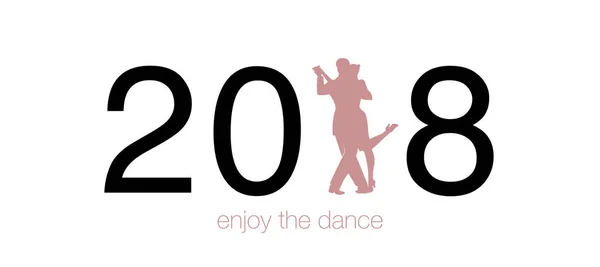 2018 cieszyć się taniec. Numery w roku 2018 z 1 zastępuje się para taniec — Wektor stockowy