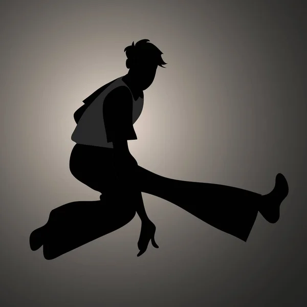 Silhouette eines Typen in weiten Hosen, der im Dunkeln die Seele des Nordens tanzt — Stockvektor