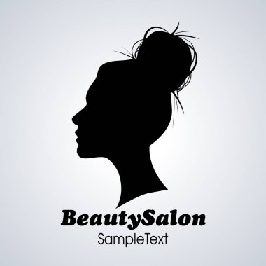 Güzellik Salonu simgesi. Çörek saçlı kadın silüeti