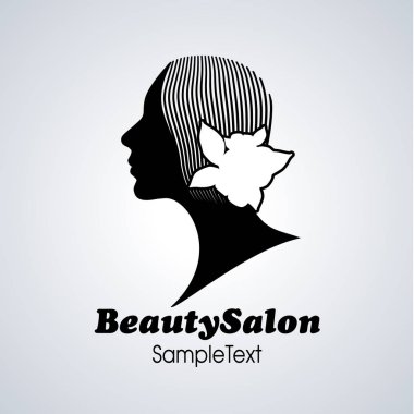 Güzellik Salonu simgesi. Saçında çiçek kızla silüeti