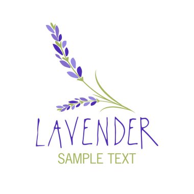 Lavanta çiçeği. Logo tasarımı. Metin elle çizilmiş.