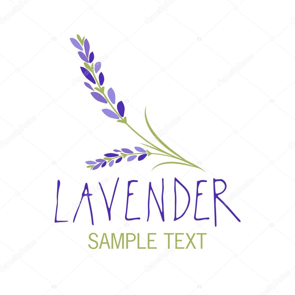 Lavender flower. Logo design. Text hand drawn.