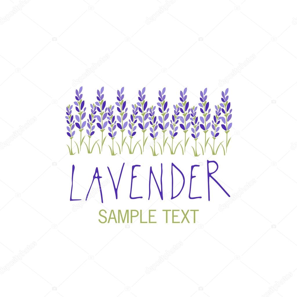 Lavender flower. Logo design. Text hand drawn.