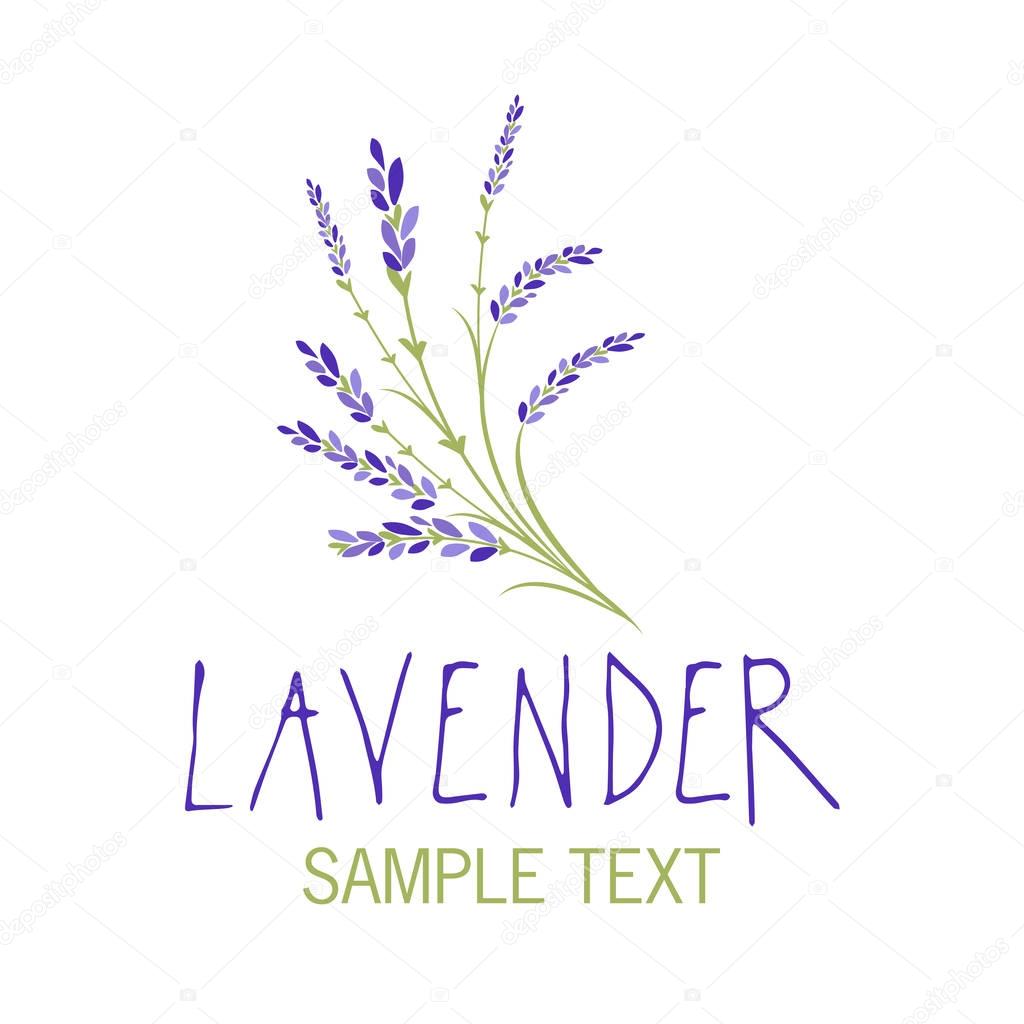 Lavender flower. Logo design. Text hand drawn.