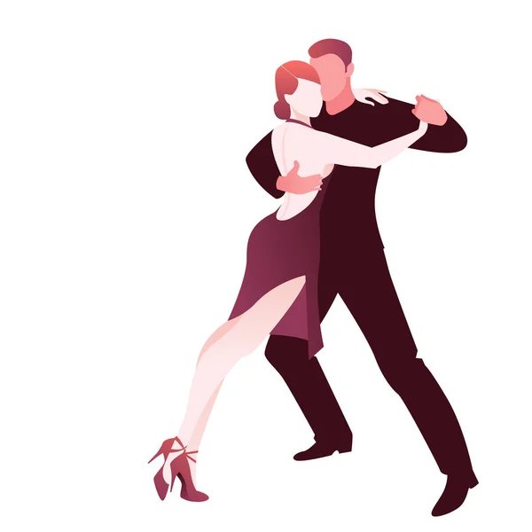 Koppel dansen gepassioneerd Argentijnse tango, geïsoleerd op witte achtergrond — Stockvector