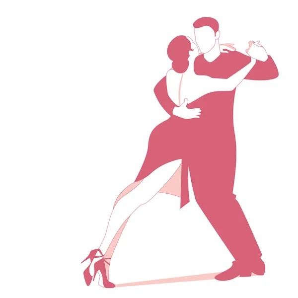 Casal dançando tango argentino apaixonado, isolado em fundo branco — Vetor de Stock