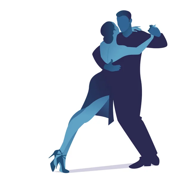 Pareja bailando apasionado tango argentino, aislado sobre fondo blanco — Vector de stock