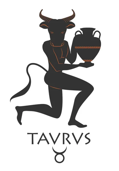 Zodiac in de stijl van het oude Griekenland. Taurus. — Stockvector