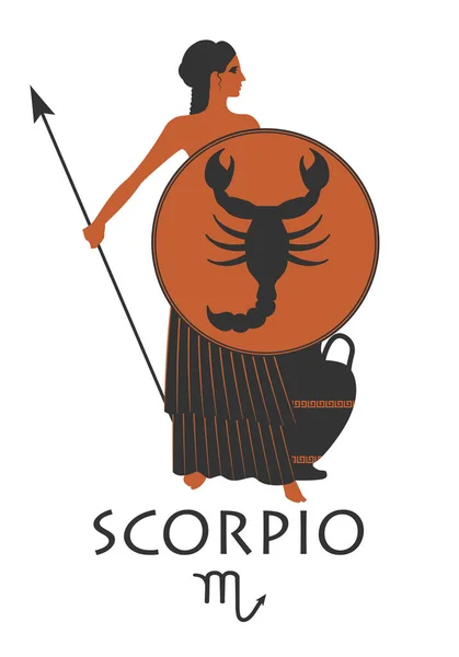Zodiac in the style of Ancient Greece. Scorpio. — Stock Vector