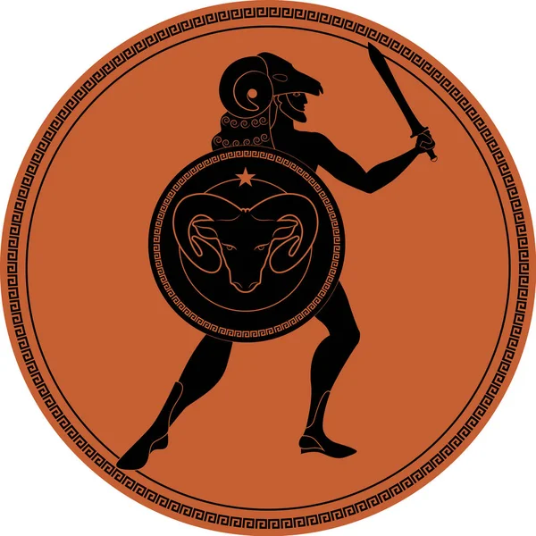 Zodiac in the style of Ancient Greece. Aries. — Stock Vector