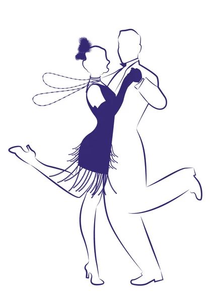 Елегантний Чоловік Дівчинка Флапер Одязі 1920 Років Довгих Намистах Танцюють — стоковий вектор