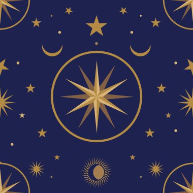 Ay, güneş ve yıldızlar, pürüzsüz süs deseni