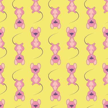 Renkli arkaplanda şirin çizgi film tarzı farenin kusursuz deseni