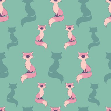 Renkli arkaplanda şirin çizgi film tarzının kusursuz deseni