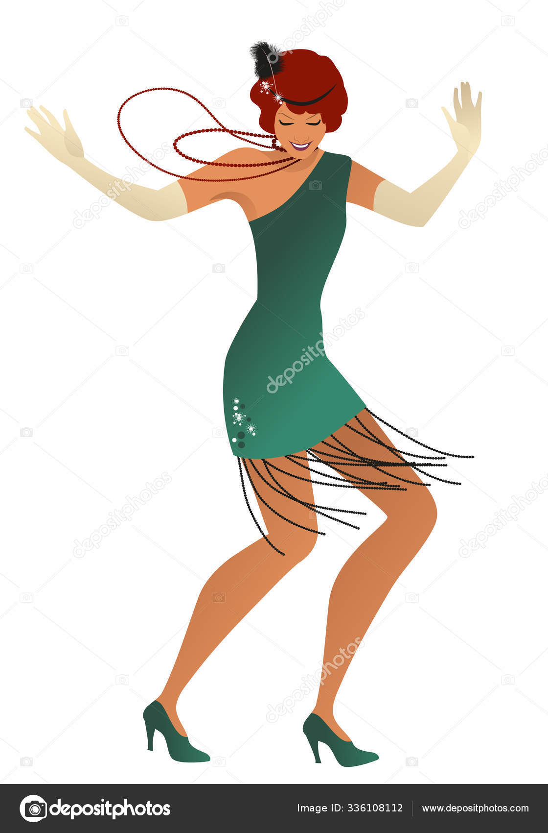 Image vectorielle Fille flapper drôle portant des vêtements de