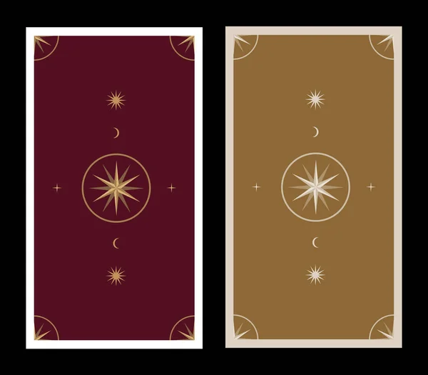Повернення картки Таро, прикрашеної зірками, сонцем і місяцем. Езотеричний фон — стоковий вектор