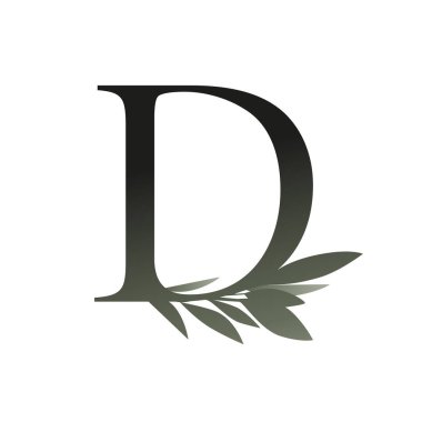 Büyük harf üzerine zeytin dalı beyaz arkaplanda izole