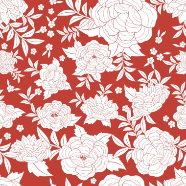 Seamless floral pattern based on the embroidered flowers of oriental shawl