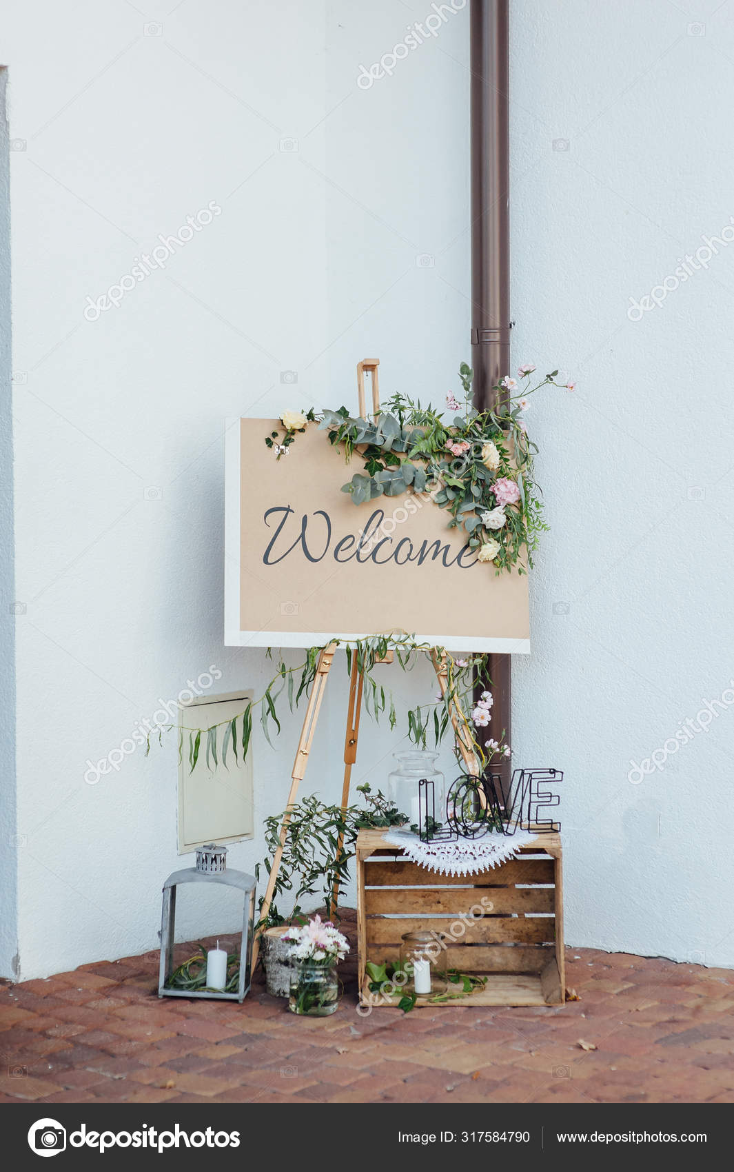 Wedding Reception Handmade Wooden Board With Welcome Sign On It