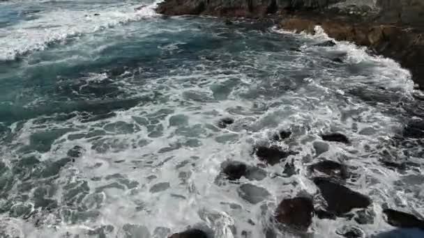 Breaking waves on the coast of Tenerife island, Canary Islands, Atlantic ocean, Spain — Stock video