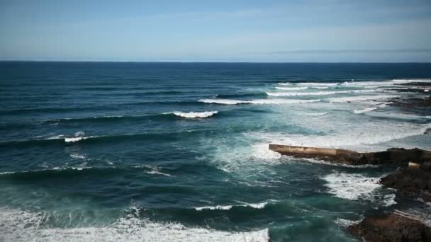 Waves on the rocky coast of Tenerife island, Canary islands, Atlantic ocean, Spain — ストック動画