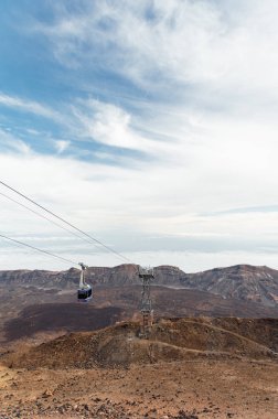 Teleferik Tenerife adasında - Kanarya İspanya Teide yanardağı üzerinde