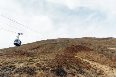 Teleferik Tenerife adasında - Kanarya İspanya Teide yanardağı üzerinde