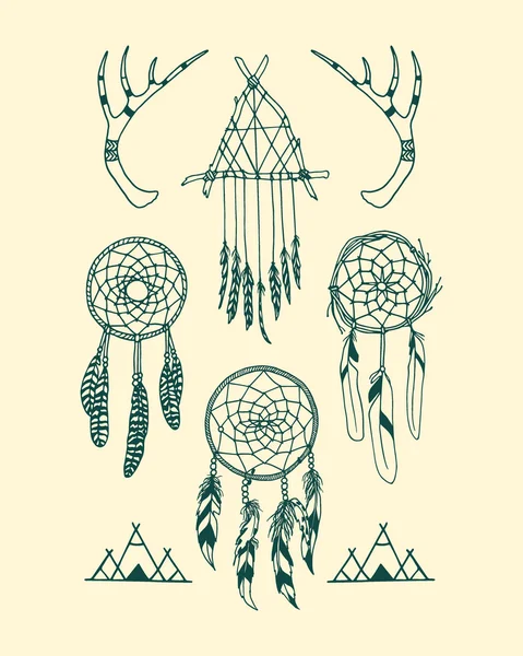 Elementos tribales dibujados a mano — Archivo Imágenes Vectoriales