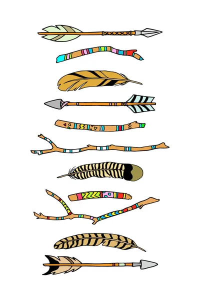 Hand getekend tribal elementen — Stockvector