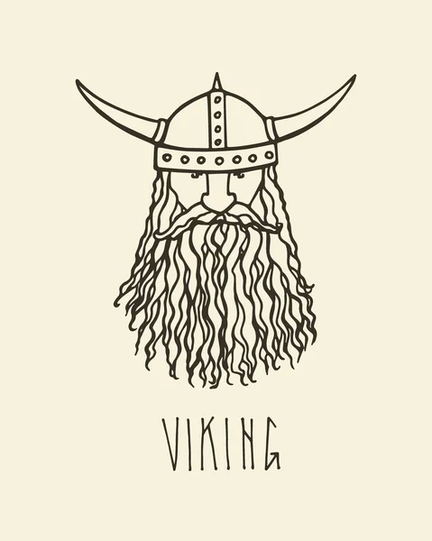 Manuelt tegnet vikingportrett – stockvektor