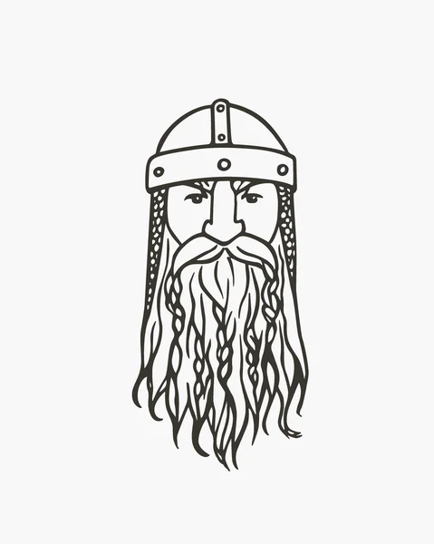 Retrato vikingo dibujado a mano — Vector de stock