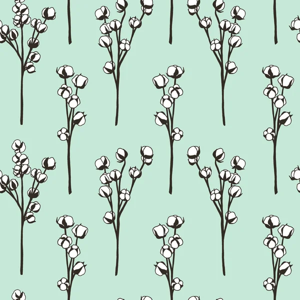 Modèle de fleurs en coton — Image vectorielle