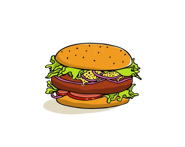 Kézzel rajzolt burger illusztráció — Stock Vector
