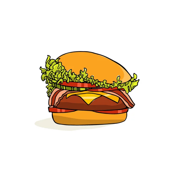 Handgezeichnete Burger-Illustration — Stockvektor