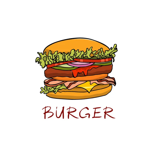 Handritad burger illustration — Stock vektor