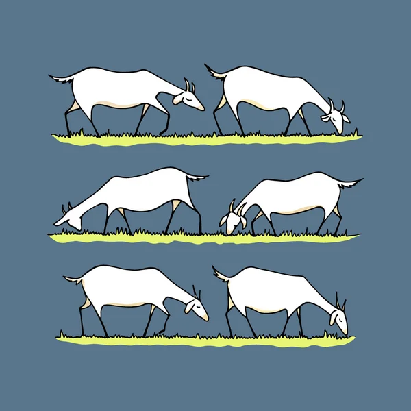 Goat herd illustration — Stock Vector
