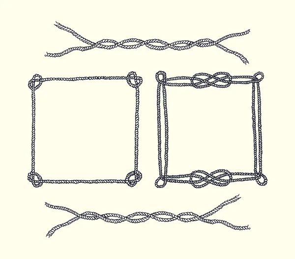手の描かれたロープ フレームと罫線 — ストックベクタ