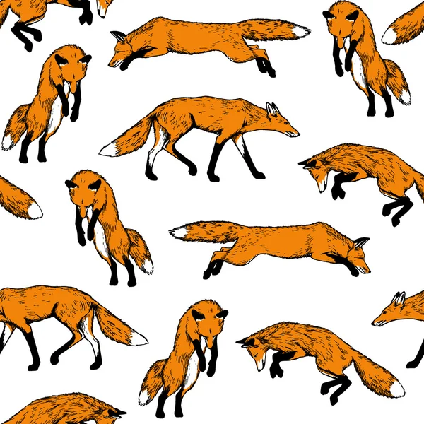 Lišky Bezešvé vzor — Stockový vektor