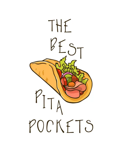 Sandwich pita dessiné à la main — Image vectorielle