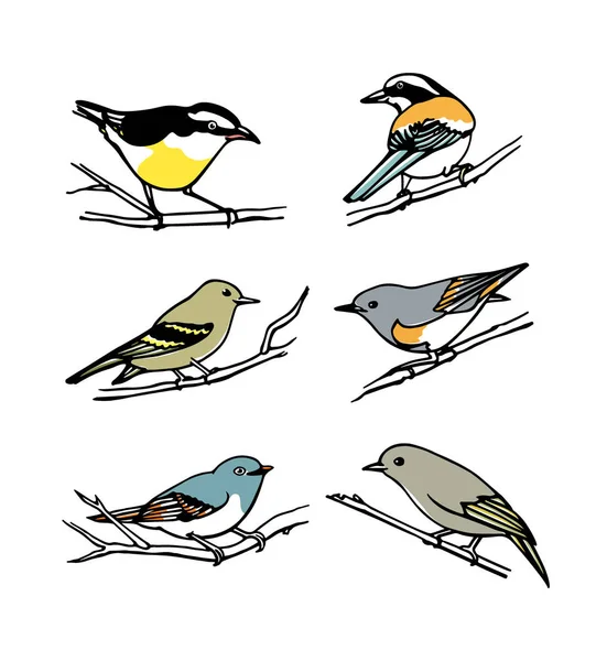 Ručně tažené ptáci — Stockový vektor