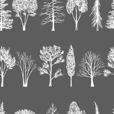 Elle çizilmiş ağaçlar seamless modeli