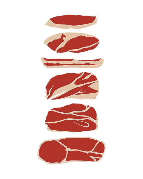 Illustrazione fette di carne — Vettoriale Stock