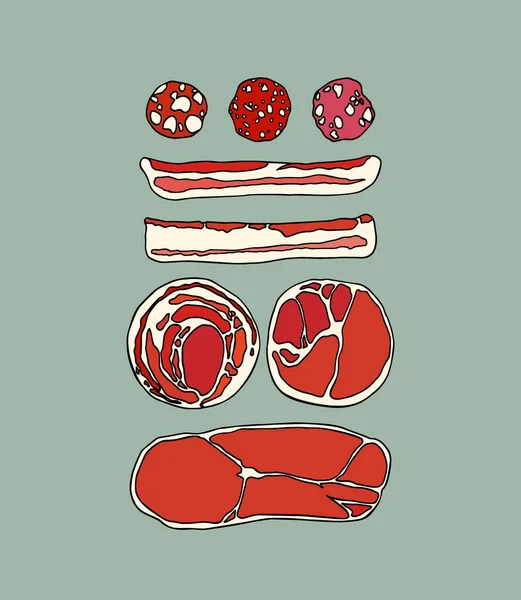 Ilustração de fatias de carne — Vetor de Stock