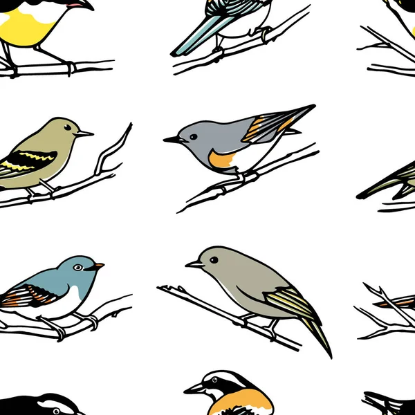 Oiseaux motif sans couture — Image vectorielle