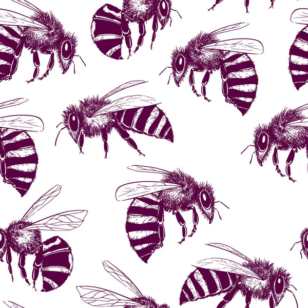 蜜蜂无缝模式 — 图库矢量图片