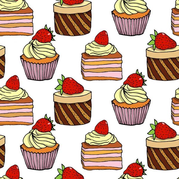 Desserts motif sans couture — Image vectorielle