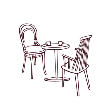 Cafe mobilya illüstrasyon